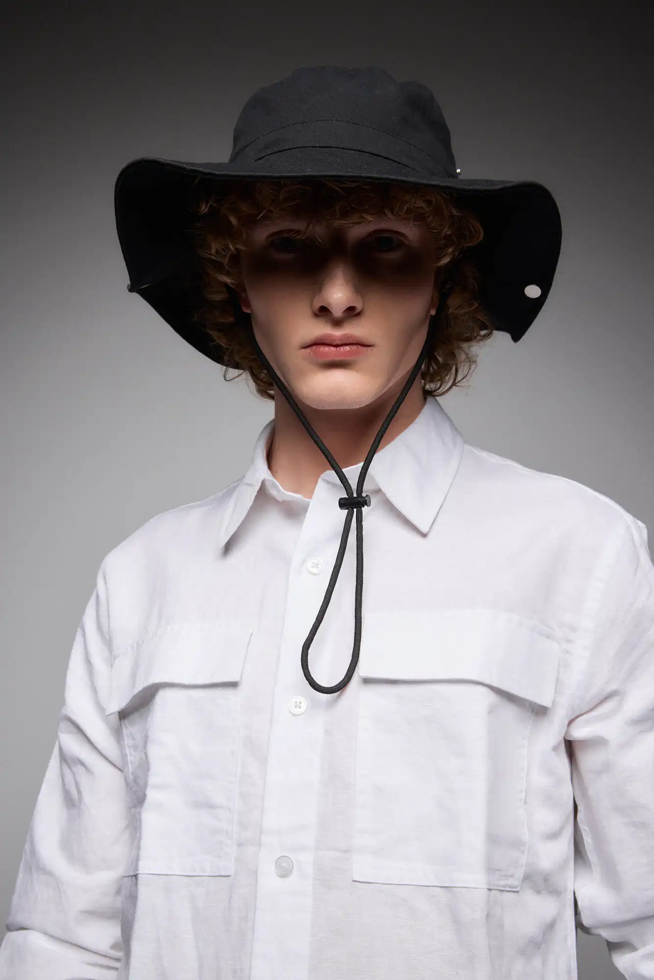 ST' Ανδρικό λινό μακρυμάνικο πουκάμισο με τσέπες 53-203-004 WHITE