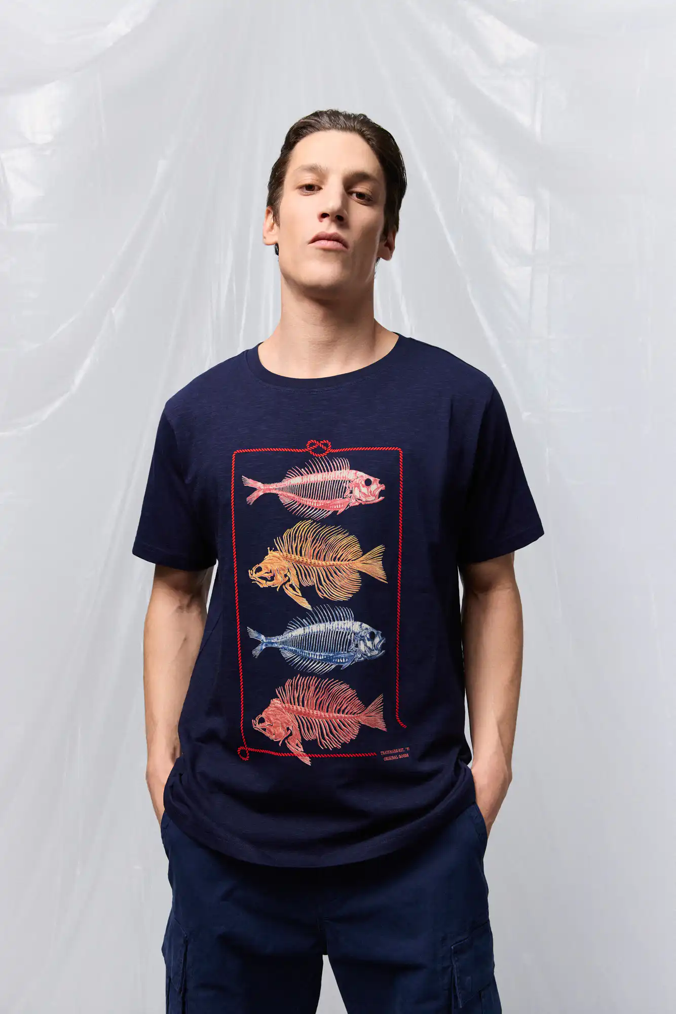 B' Ανδρικό μπλουζάκι με τύπωμα 53-206-002 NAVY