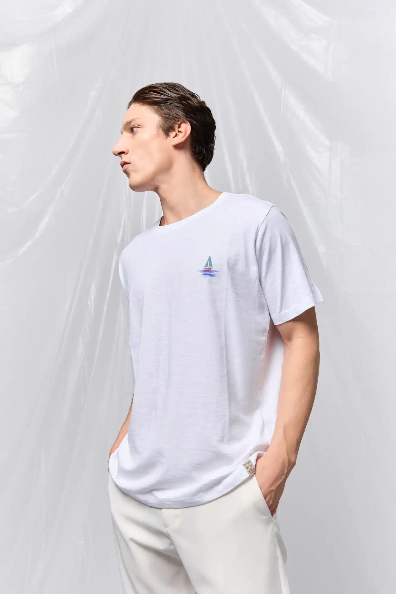 B' Ανδρικο μπλουζάκι με τύπωμα στην πλάτη ''FOREVER SUMMER'' 53-206-003 WHITE