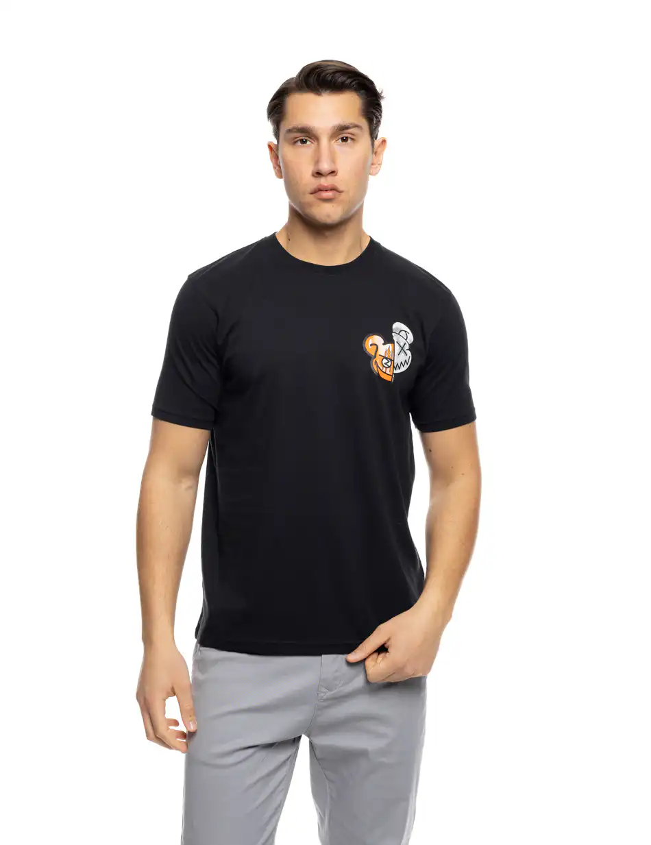 B' Ανδρικό μπλουζάκι με μικρό τύπωμα 53-206-004 BLACK