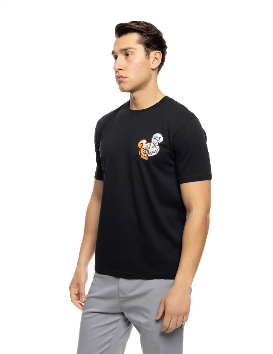 B' Ανδρικό μπλουζάκι με μικρό τύπωμα 53-206-004 BLACK