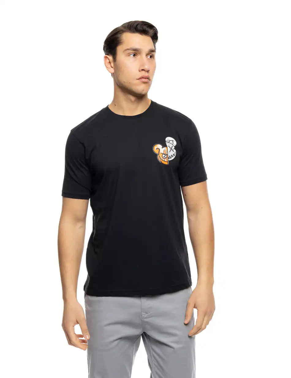 B' Ανδρικό μπλουζάκι με μικρό τύπωμα 53-206-004 BLACK