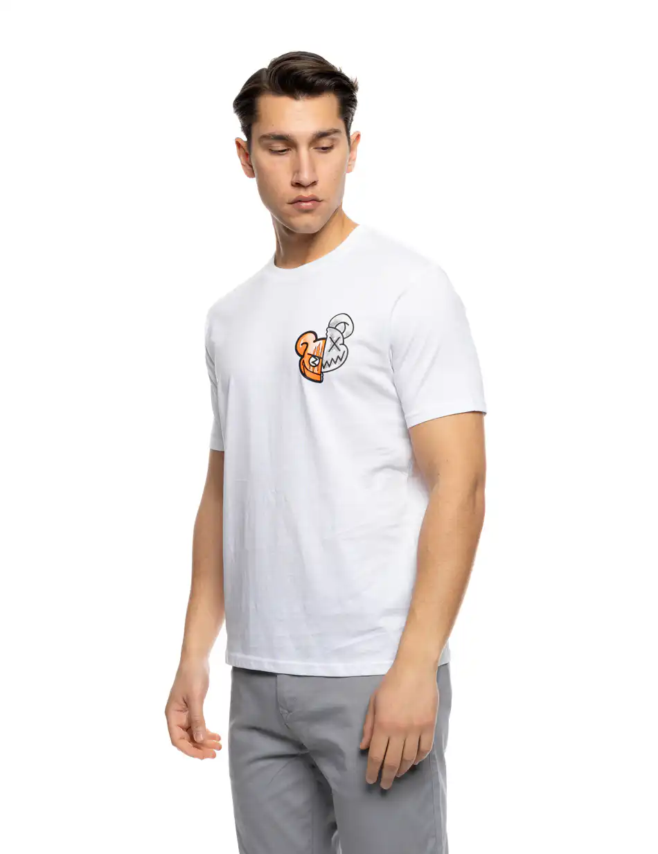 B' Ανδρικό μπλουζάκι με μικρό τύπωμα 53-206-004 WHITE