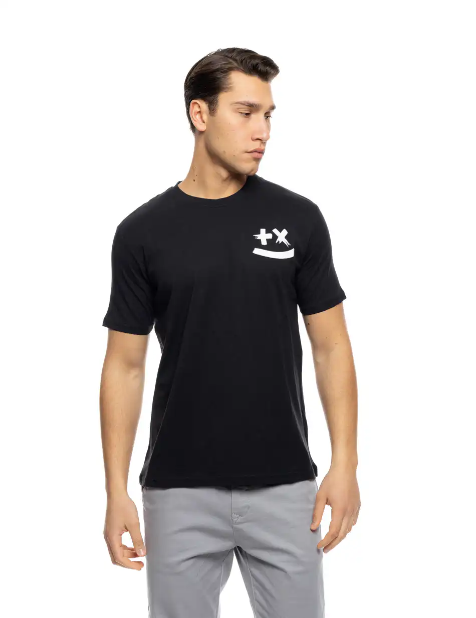 S' Ανδρικό μπλουζάκι με μικρό τύπωμα 53-206-005 BLACK