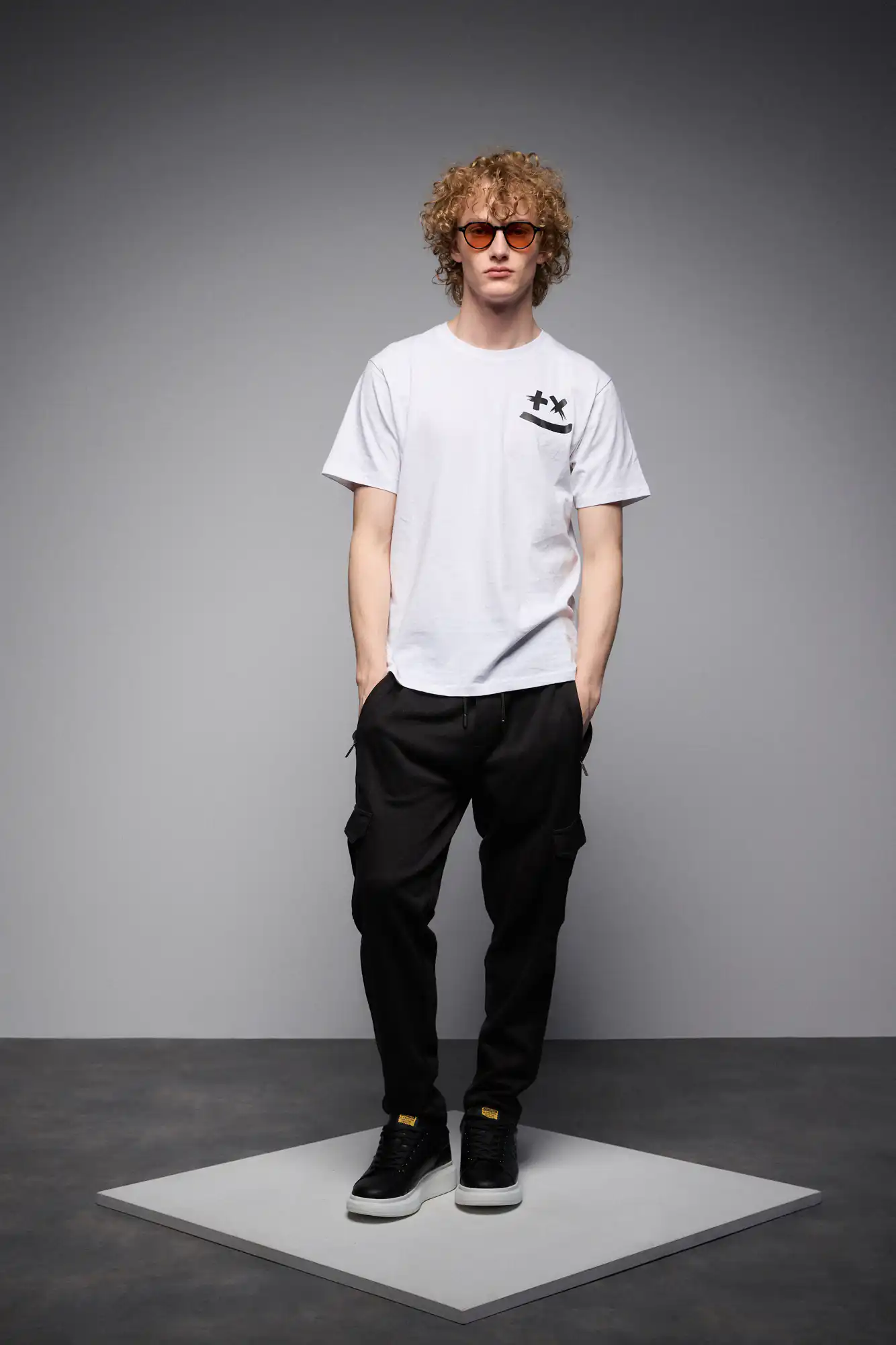 S' Ανδρικό μπλουζάκι με μικρό τύπωμα 53-206-005 WHITE