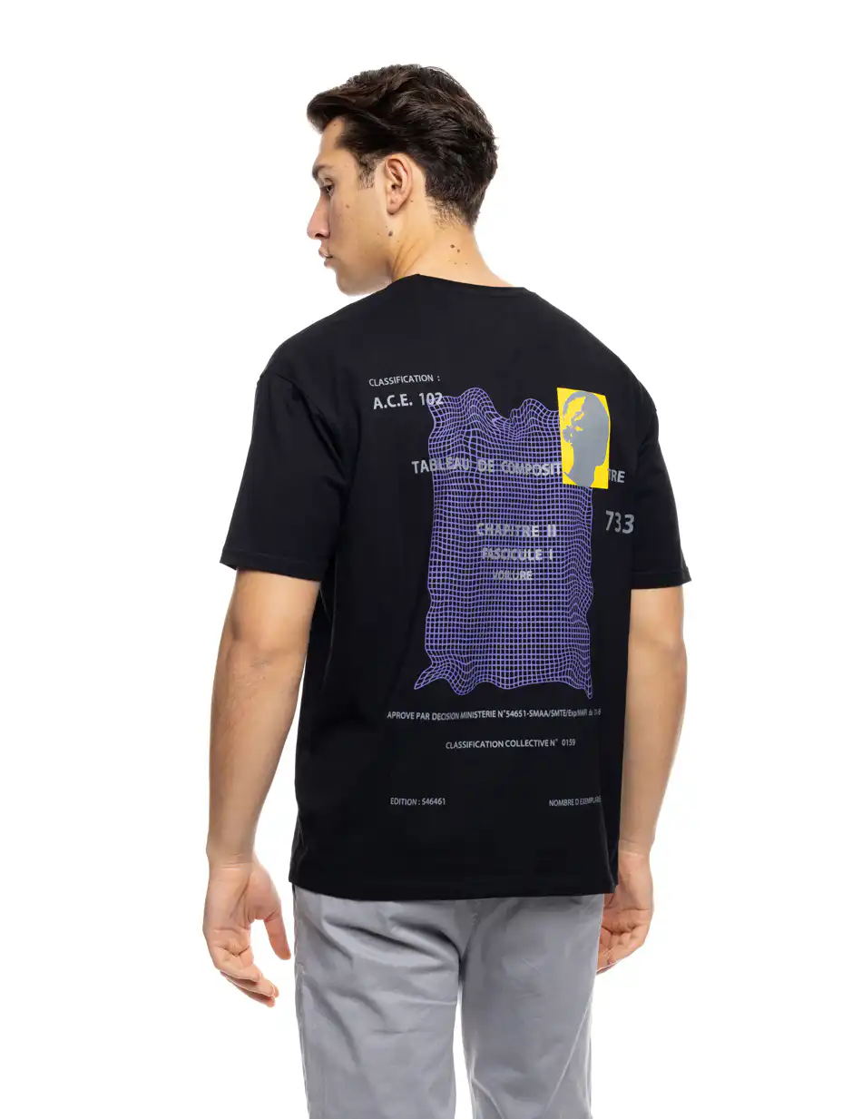 B' Ανδρικό μπλουζάκι με τύπωμα στην πλάτη 53-206-006 BLACK