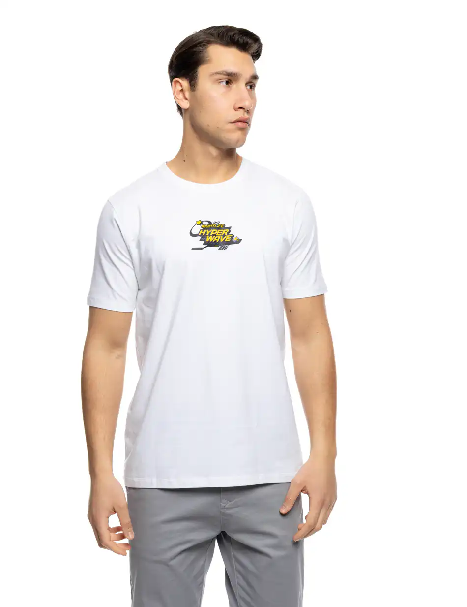 B' Ανδρικό μπλουζάκι με τύπωμα στην πλάτη 53-206-006 WHITE