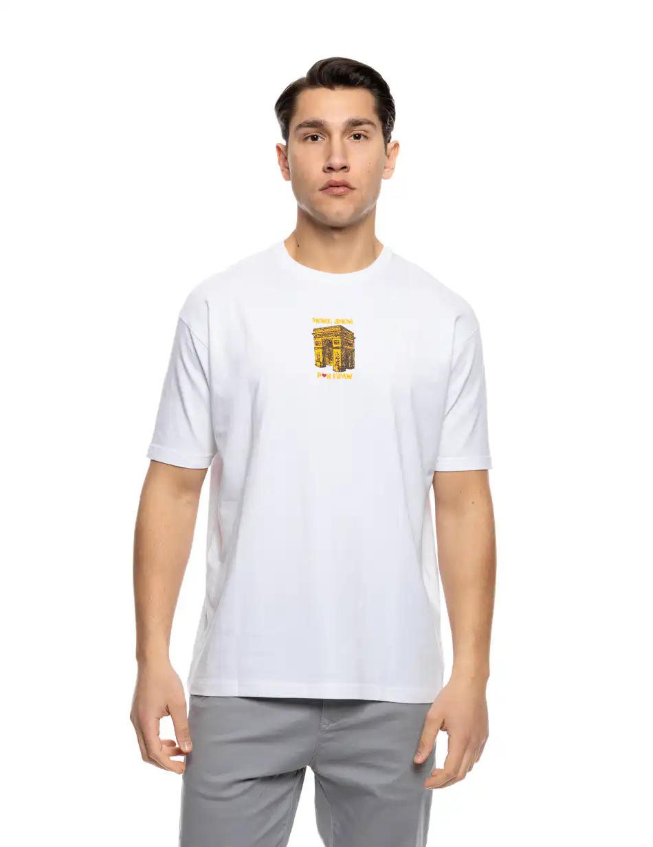 S'  Ανδρικό μπλουζάκι με τύπωμα στην πλάτη 53-206-009 WHITE