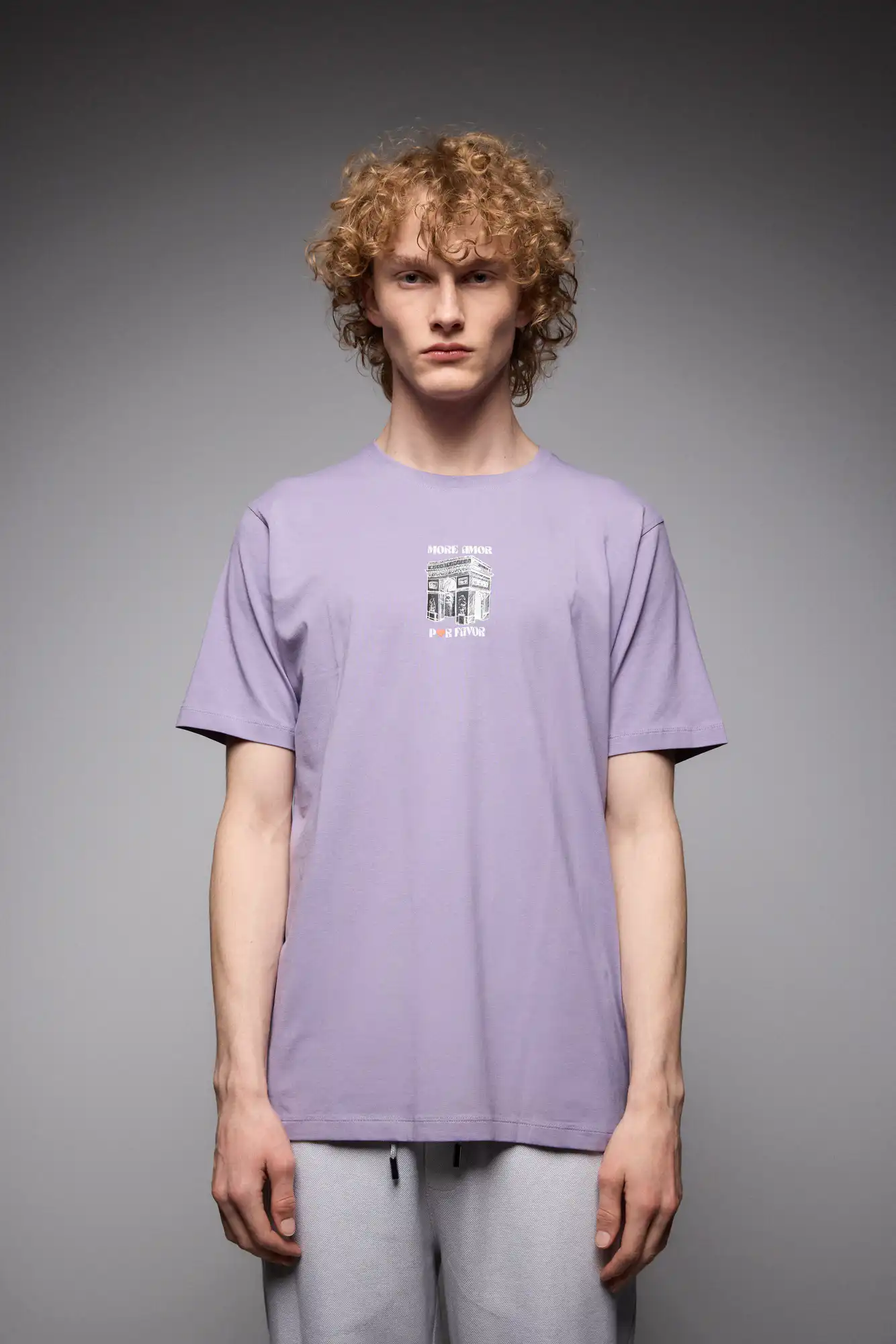 S'  Ανδρικό μπλουζάκι με τύπωμα στην πλάτη 53-206-009 LILAC