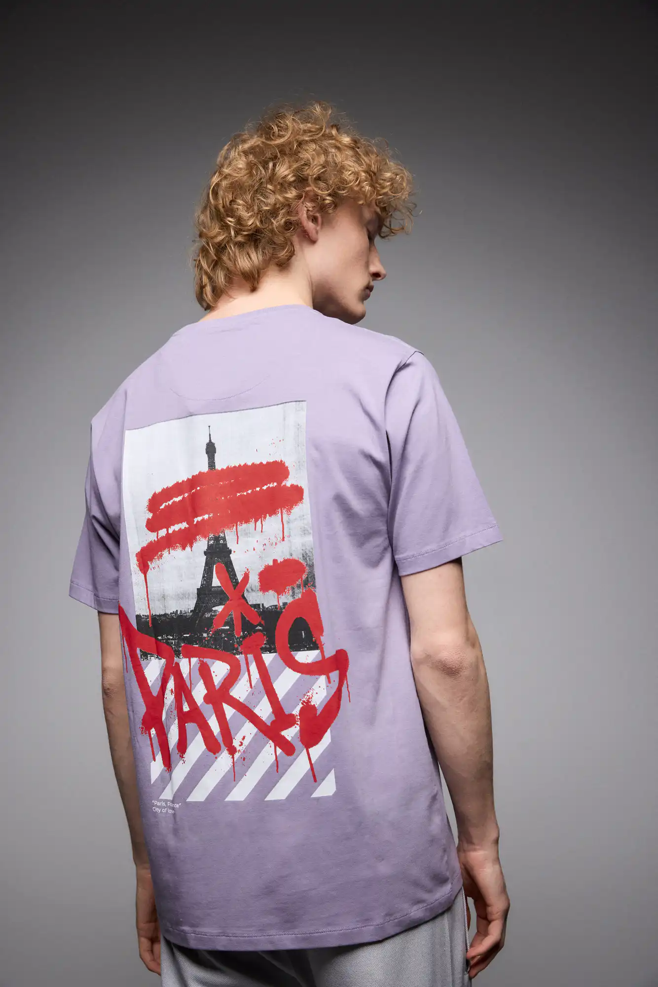 S'  Ανδρικό μπλουζάκι με τύπωμα στην πλάτη 53-206-009 LILAC