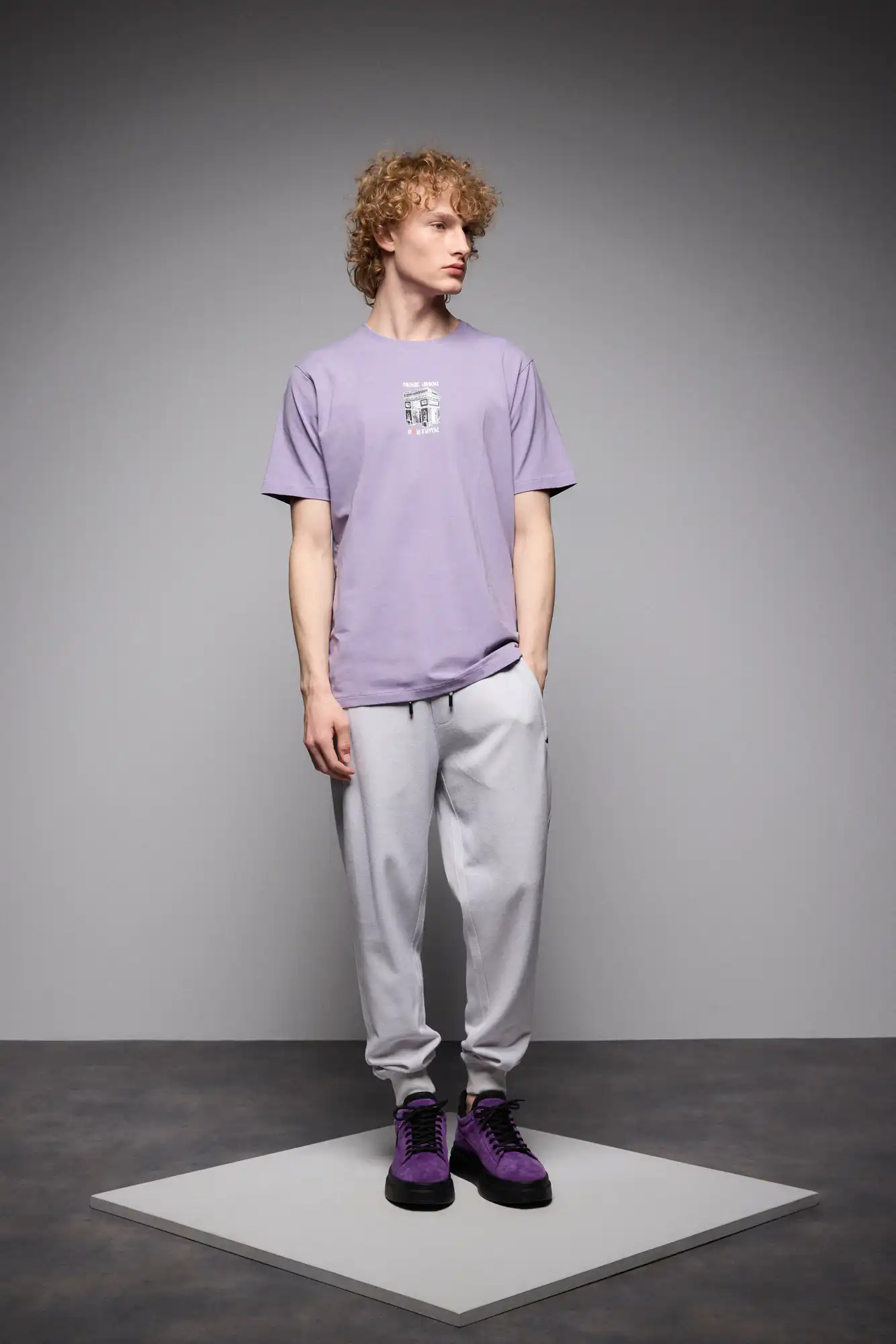 S'  Ανδρικό μπλουζάκι με τύπωμα στην πλάτη 53-206-009 LILAC