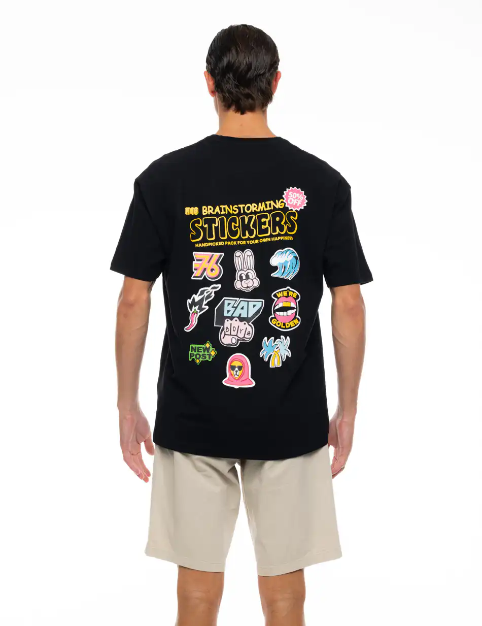 S' Ανδρικό μπλουζάκι με τύπωμα στην πλάτη 53-206-010 BLACK