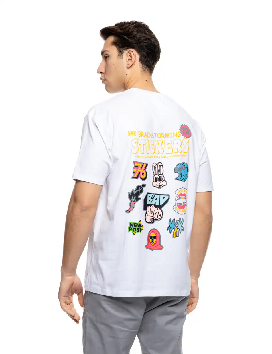 S' Ανδρικό μπλουζάκι με τύπωμα στην πλάτη 53-206-010 WHITE