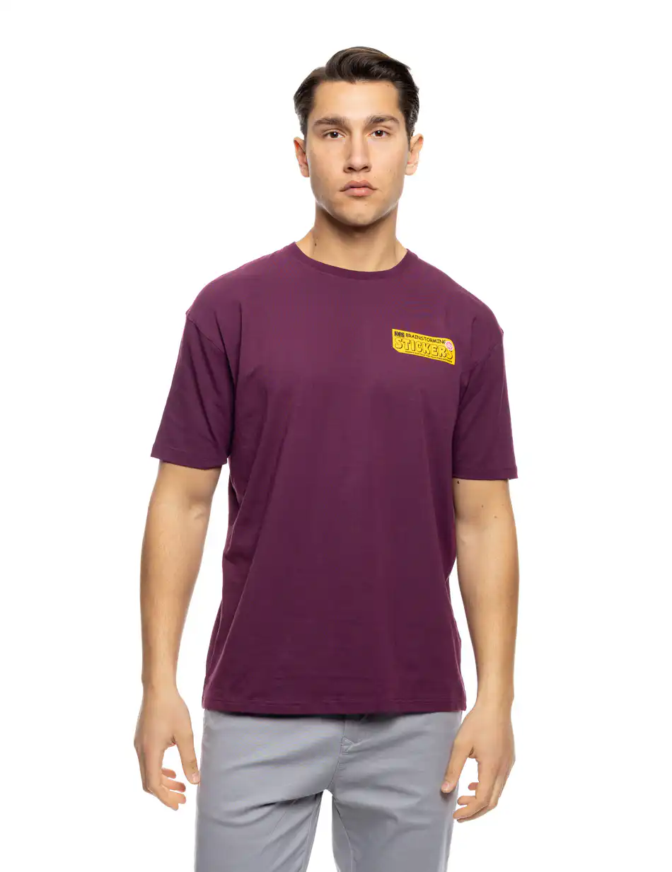 S'  Ανδρικό μπλουζάκι με τύπωμα στην πλάτη 53-206-010 MAUVE