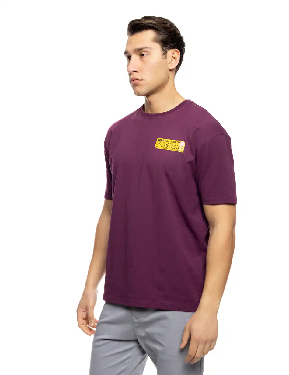 S'  Ανδρικό μπλουζάκι με τύπωμα στην πλάτη 53-206-010 MAUVE