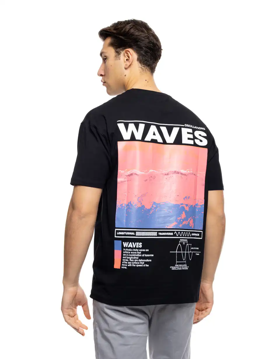 S' Ανδρικό μπλουζάκι με τύπωμα στην πλάτη 53-206-012 BLACK