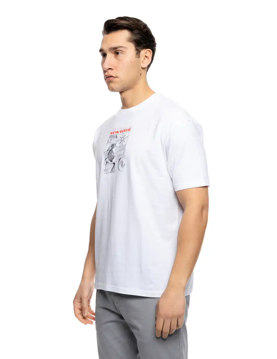 S'  Ανδρικό μπλουζάκι με τύπωμα στην πλάτη 53-206-012 WHITE