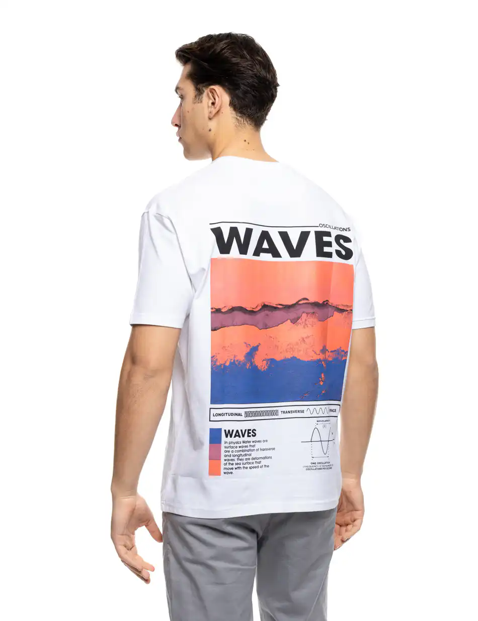 S' Ανδρικό μπλουζάκι με τύπωμα στην πλάτη 53-206-012 WHITE