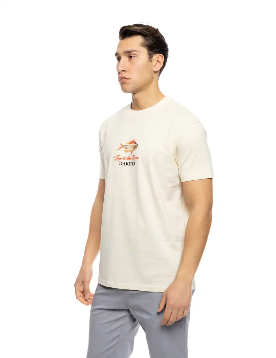 S'  Ανδρικό μπλουζάκι με τύπωμα ''fish dakota'' 53-206-016 ECROU