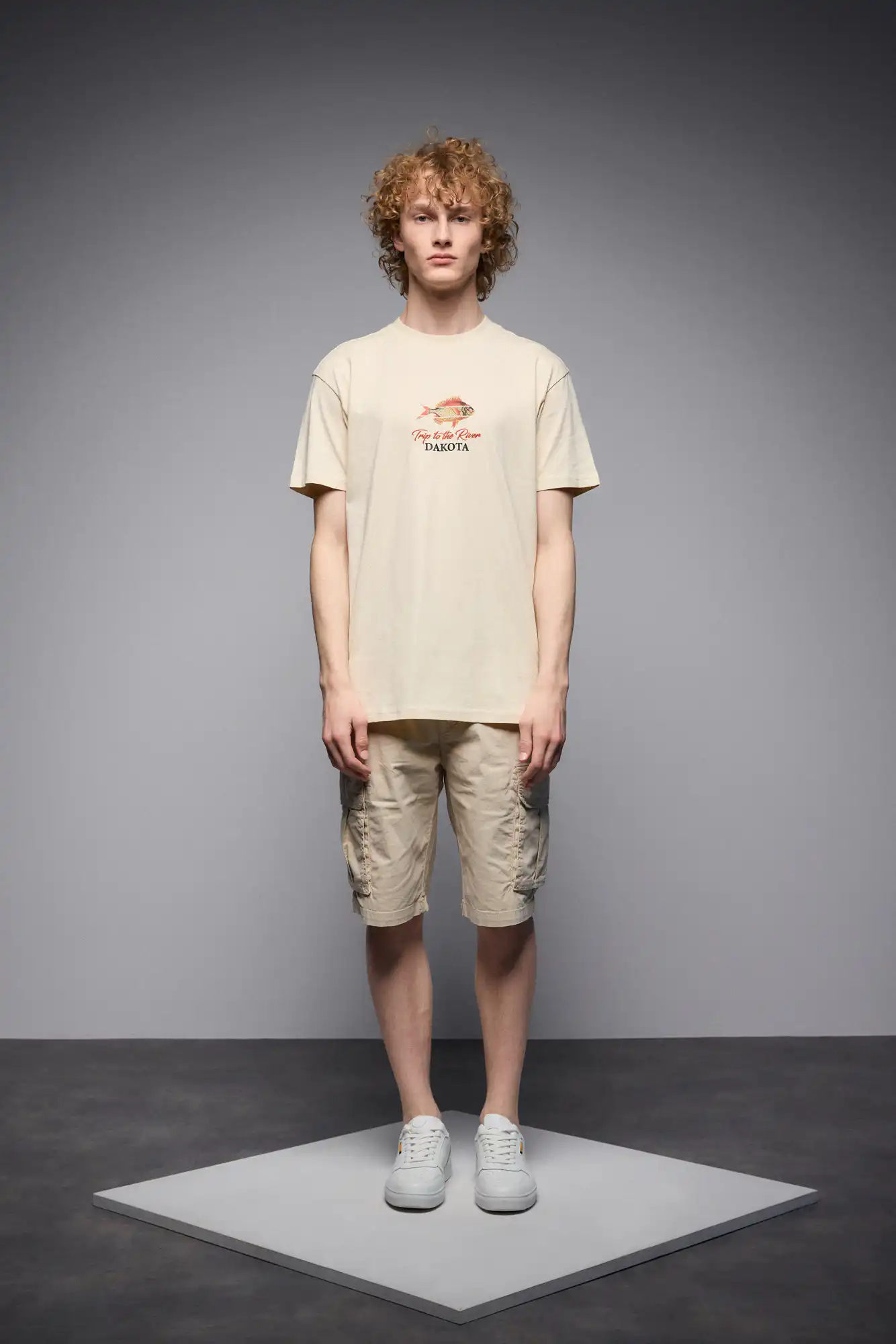 S' Ανδρικό μπλουζάκι με τύπωμα ''fish dakota'' 53-206-016 ECROU