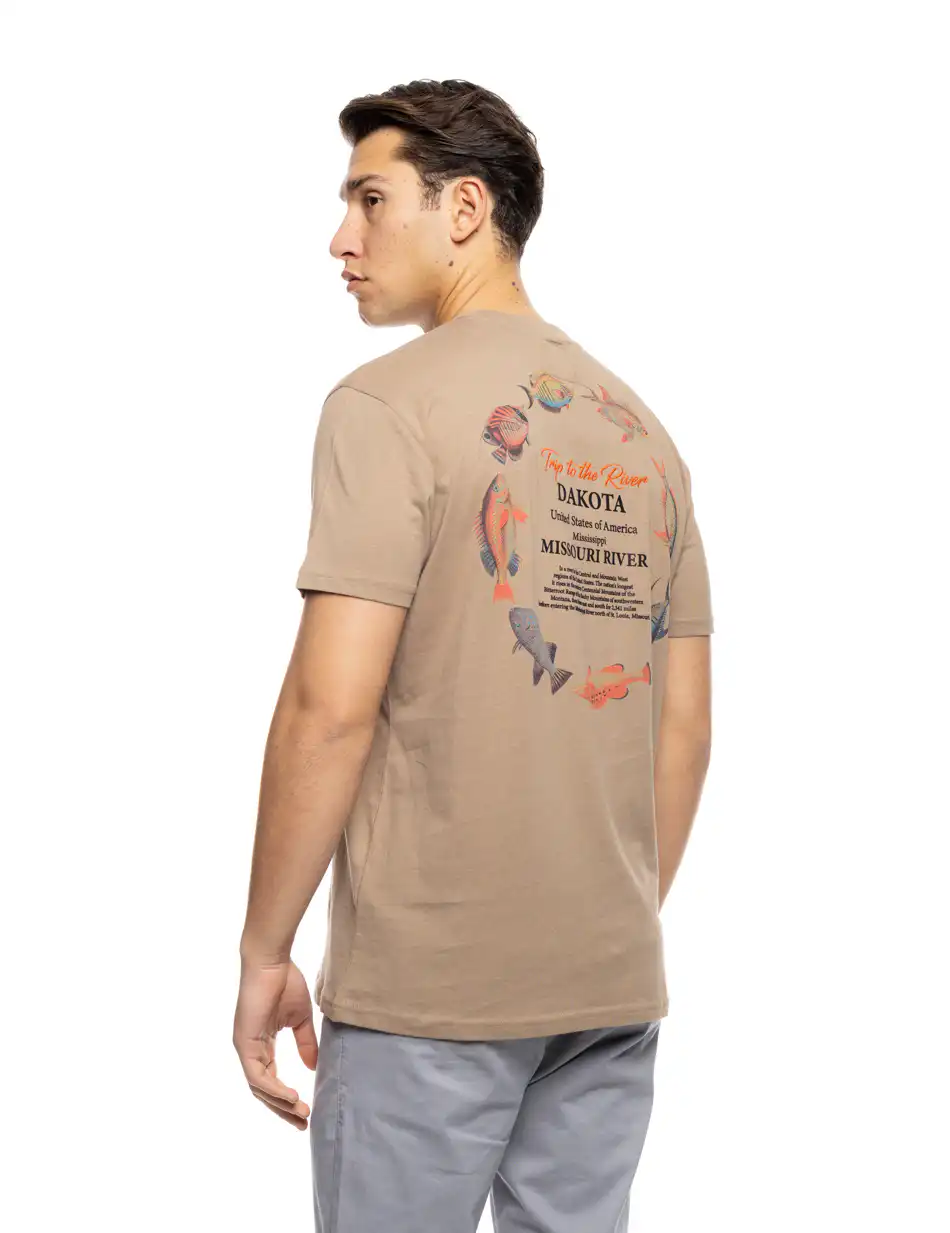 S'  Ανδρικό μπλουζάκι με τύπωμα ''fish dakota'' 53-206-016 FANGO