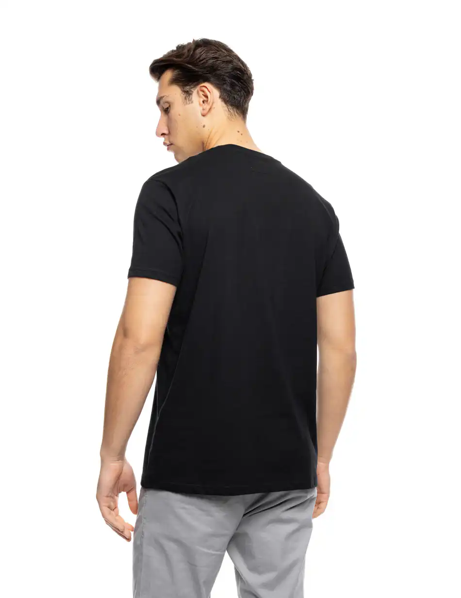 ST' Ανδρικό βαμβακερό t-shirt με V λαιμό 53-206-021 BLACK