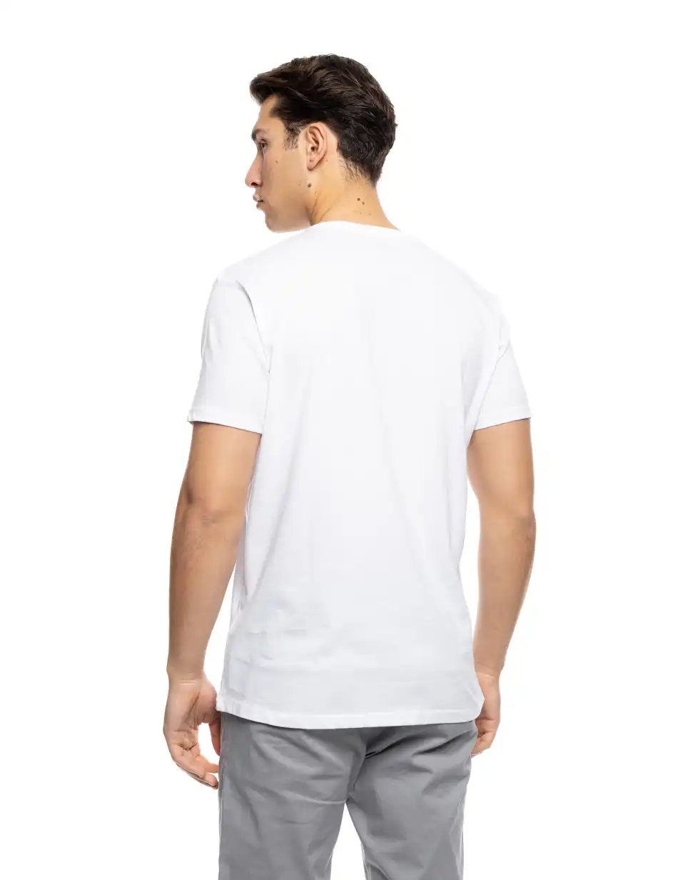 ST' Ανδρικό βαμβακερό t-shirt με V λαιμό 53-206-021 WHITE