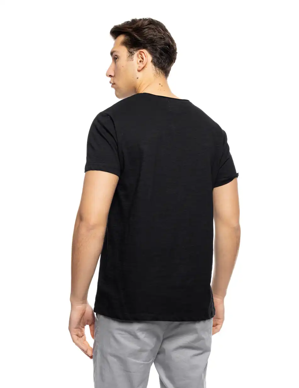 ST' Ανδρικό βαμβακερο t-shirt με τσέπη 53-206-022 BLACK