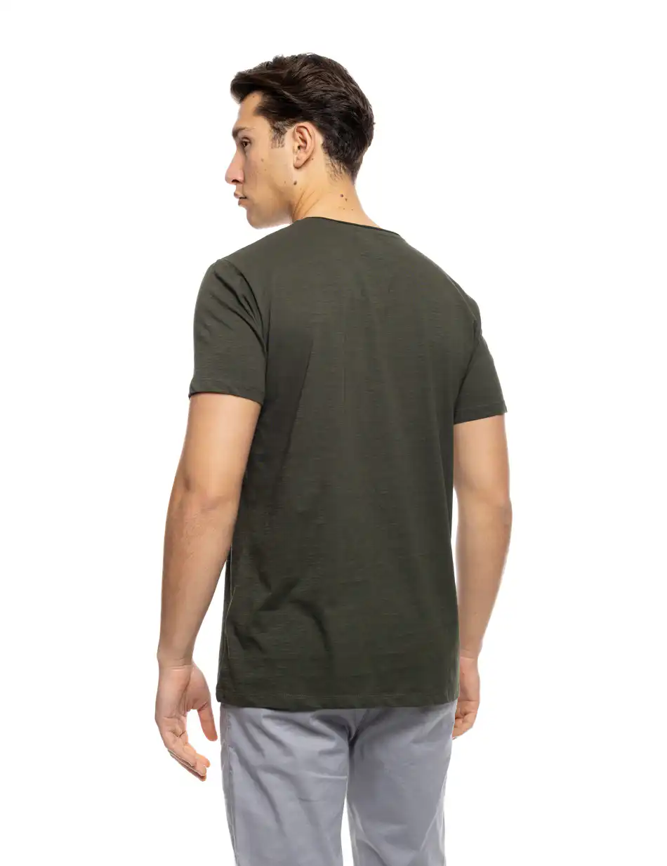ST' Ανδρικό βαμβακερο t-shirt με τσέπη 53-206-022 DK GREEN