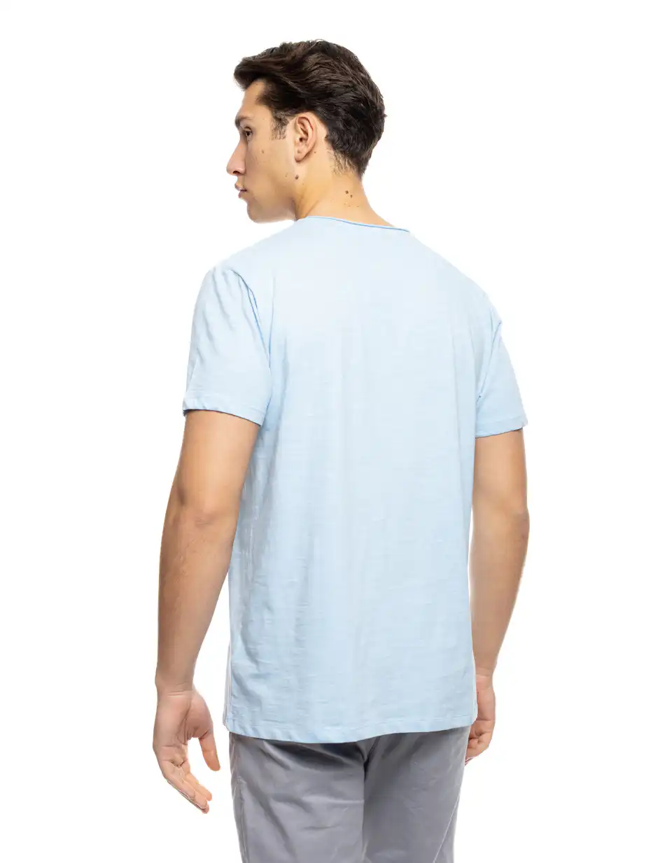 ST' Ανδρικό βαμβακερο t-shirt με τσέπη 53-206-022 SKY BLUE