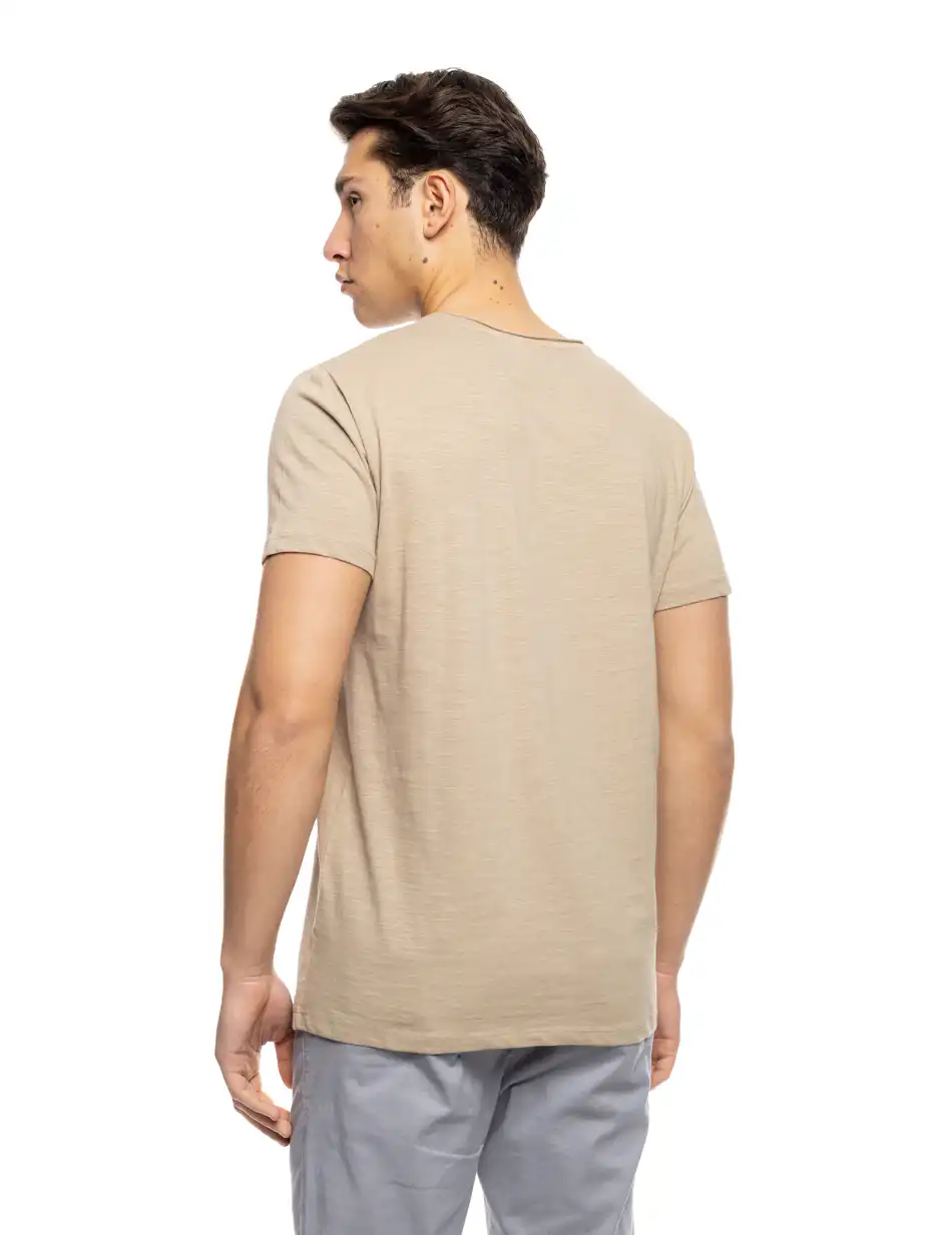 ST' Ανδρικό βαμβακερο t-shirt με τσέπη 53-206-022 BEIGE