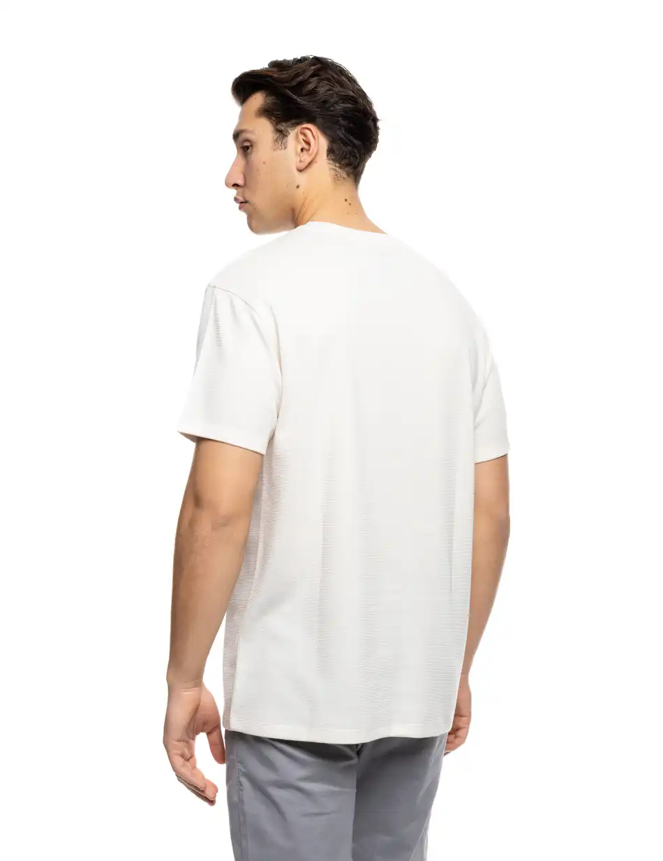 B' Ανδρικό μπλουζάκι με λαιμόκοψη 53-206-038 OFF WHITE