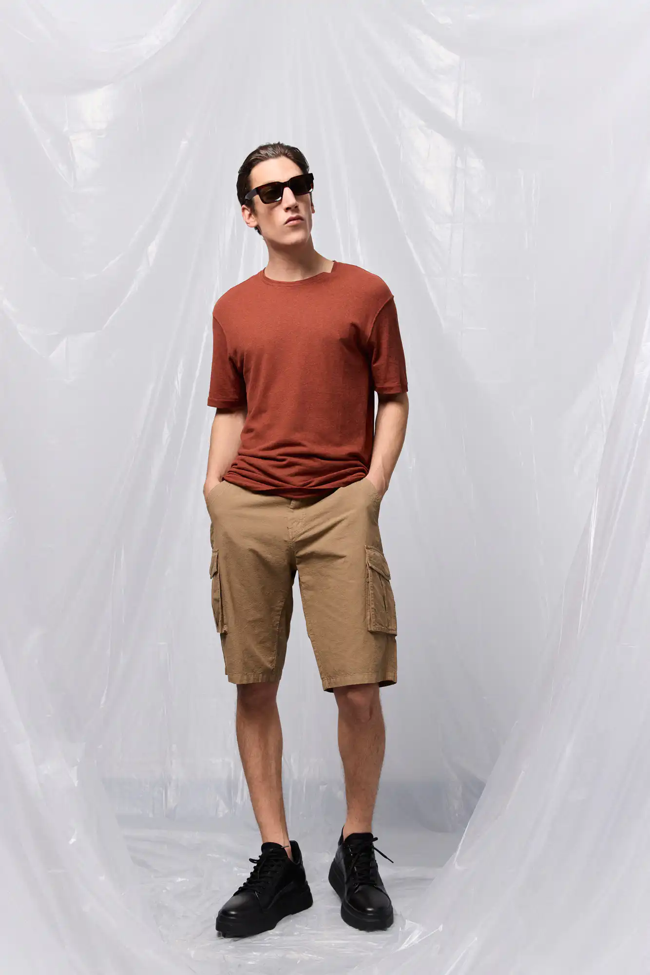 B' Ανδρική βερμούδα cargo 53-221-003 DK BEIGE