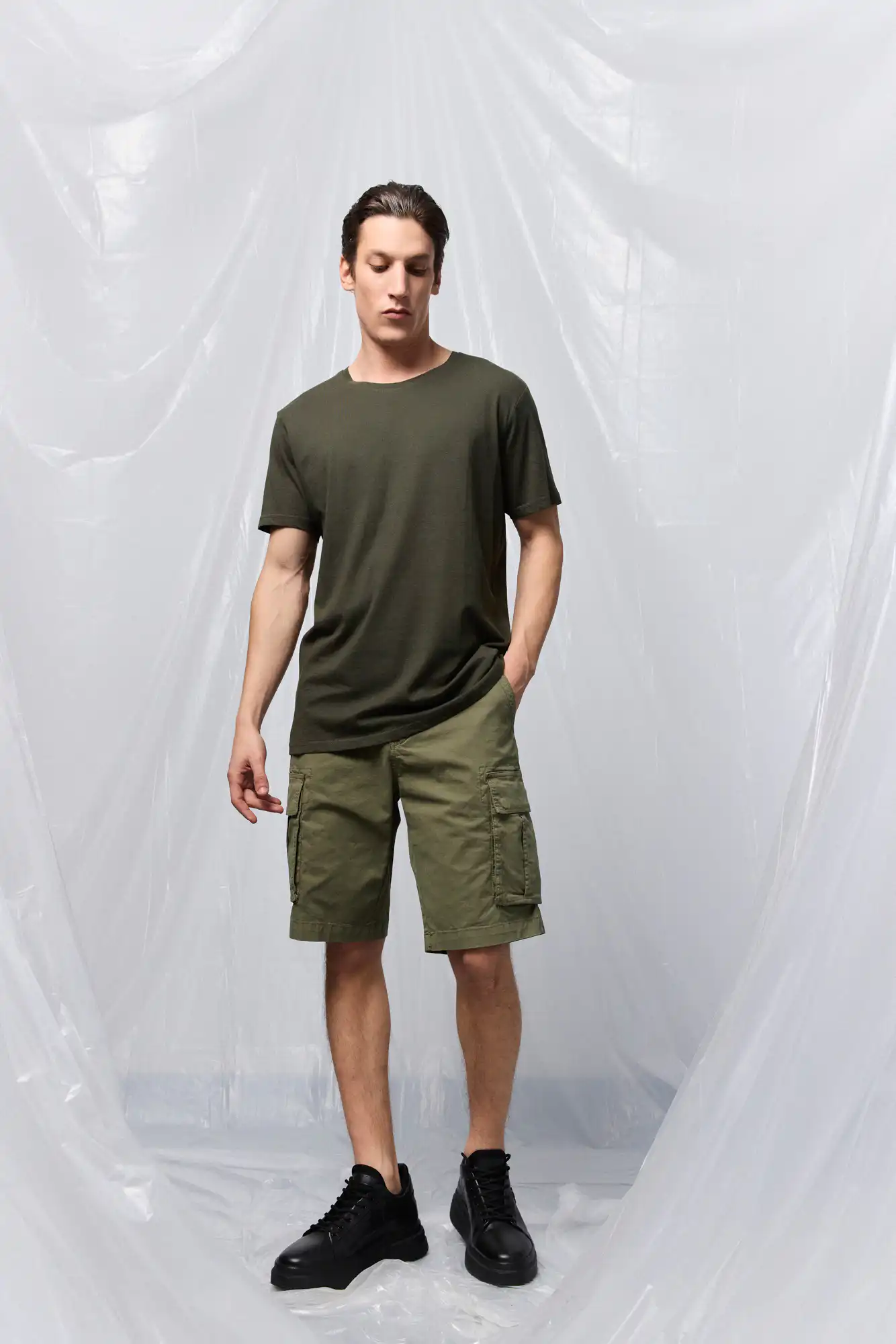 B' Ανδρική βερμούδα cargo 53-221-007 KHAKI