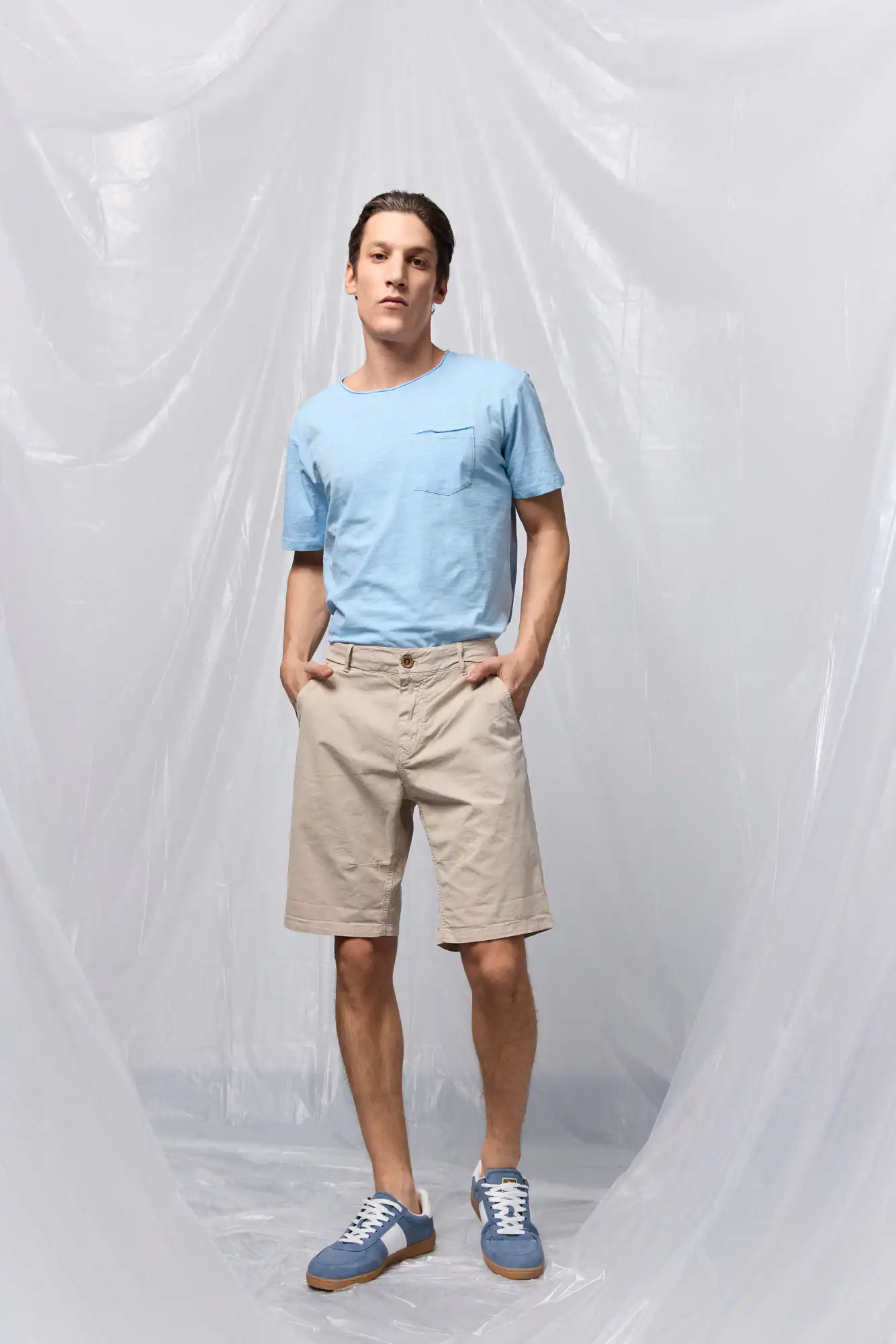 B' Ανδρική πεντάτσεπη βερμούδα 53-221-009 DK BEIGE