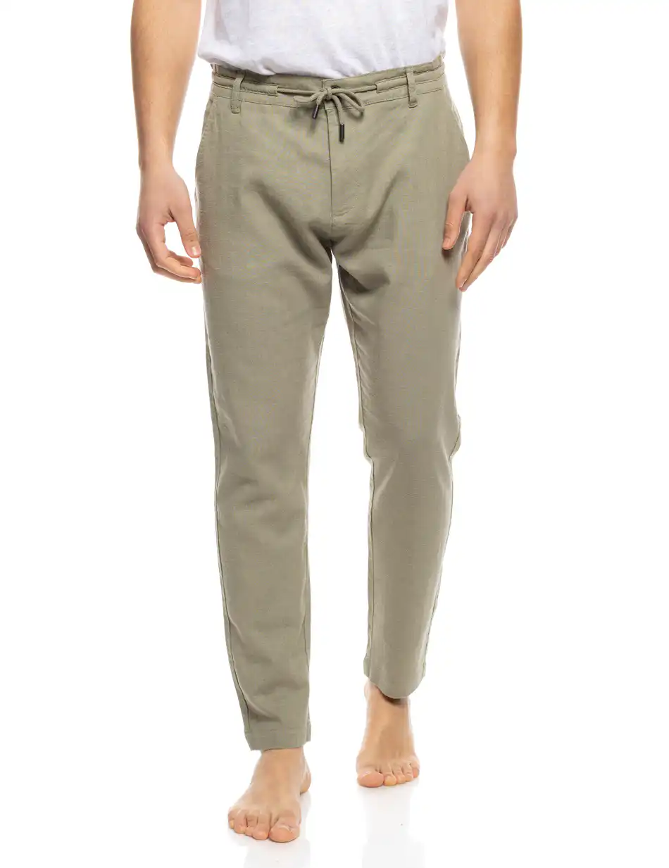 S' Ανδρικό λινό chinos παντελόνι 53-241-002 DK GREEN