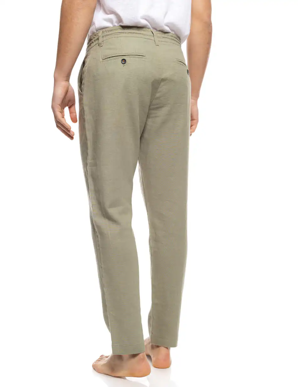 S' Ανδρικό λινό chinos παντελόνι 53-241-002 DK GREEN