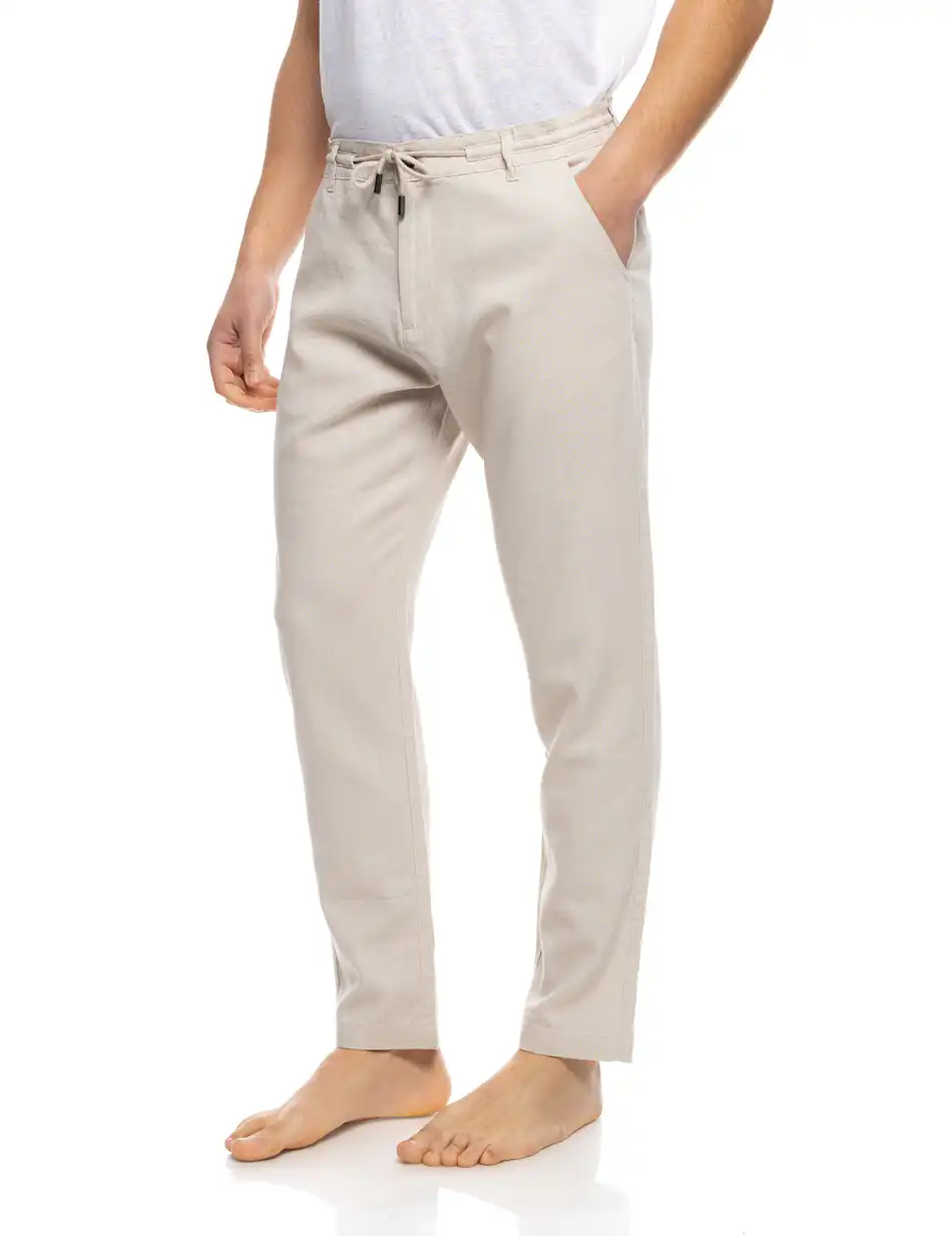 S' Ανδρικό λινό chinos παντελόνι 53-241-002 BEIGE