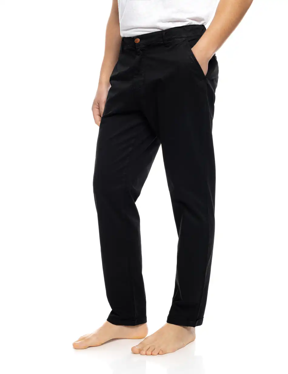 B' Ανδρικό παντελόνι chinos με πίσω ελαστικό ζωνάρι 53-241-003 BLACK