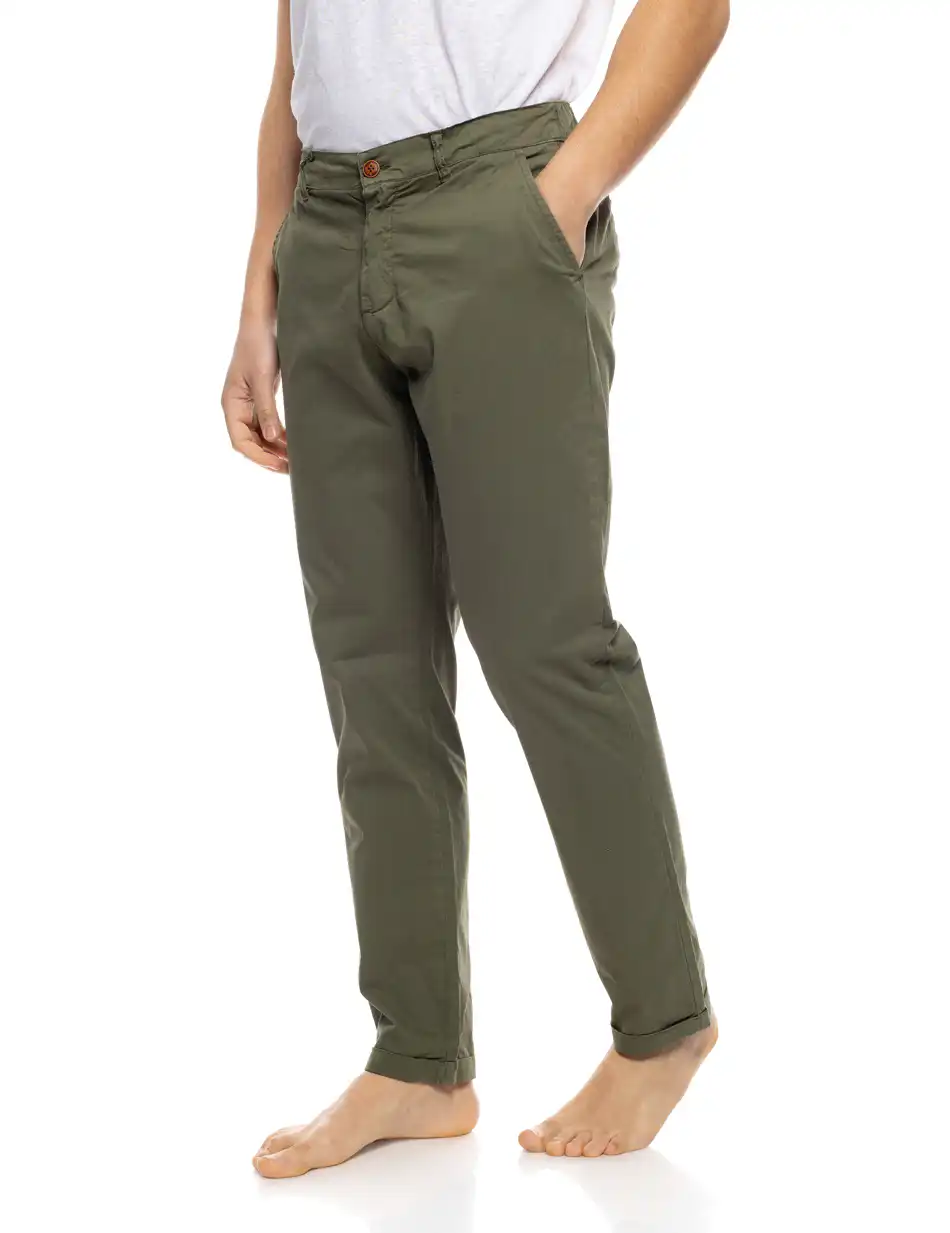 B' Ανδρικό παντελόνι chinos με πίσω ελαστικό ζωνάρι 53-241-003 KHAKI