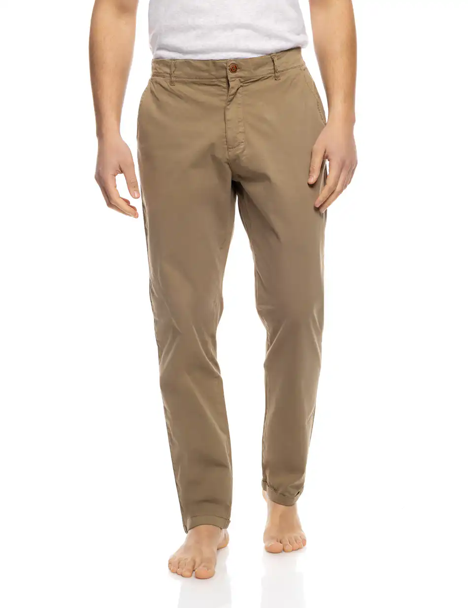 B' Ανδρικό παντελόνι chinos με πίσω ελαστικό ζωνάρι 53-241-003 DK BEIGE