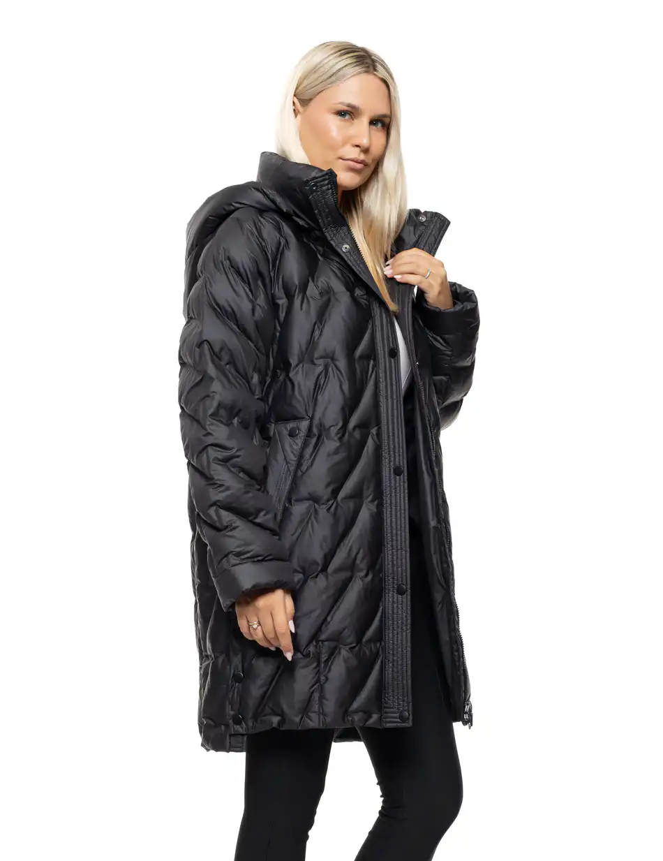 Biston Γυναικείο demi μπουφάν με ενσωματωμένη κουκούλα 54-101-001 BLACK