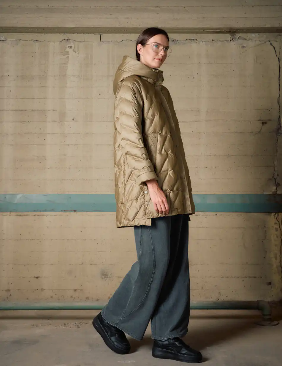 Biston Γυναικείο demi μπουφάν με ενσωματωμένη κουκούλα 54-101-001 GREEN