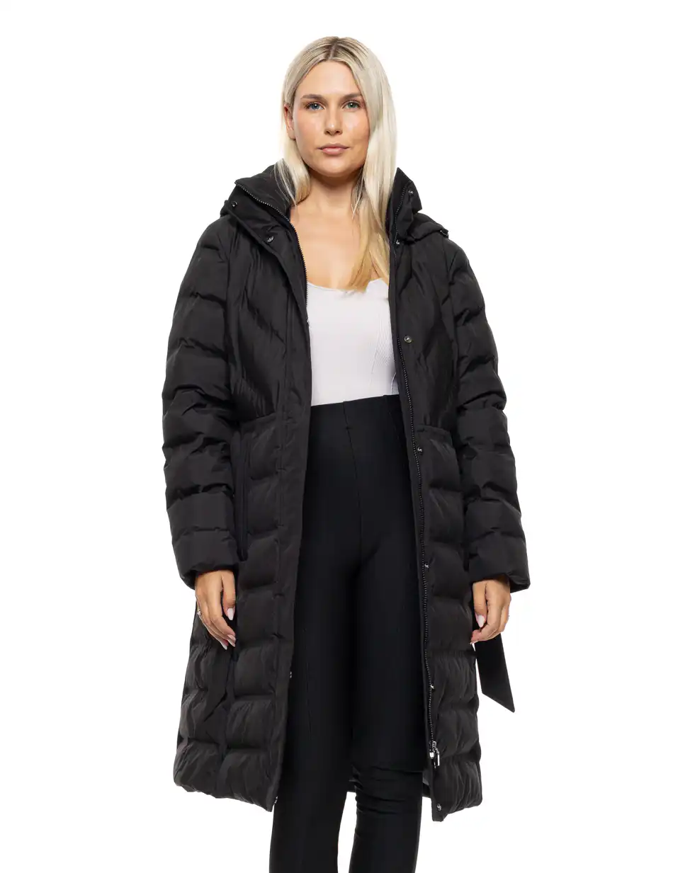 Splendid Γυναικείο μακρύ μπουφάν με ενσωματωμένη κουκούλα 54-101-002 BLACK