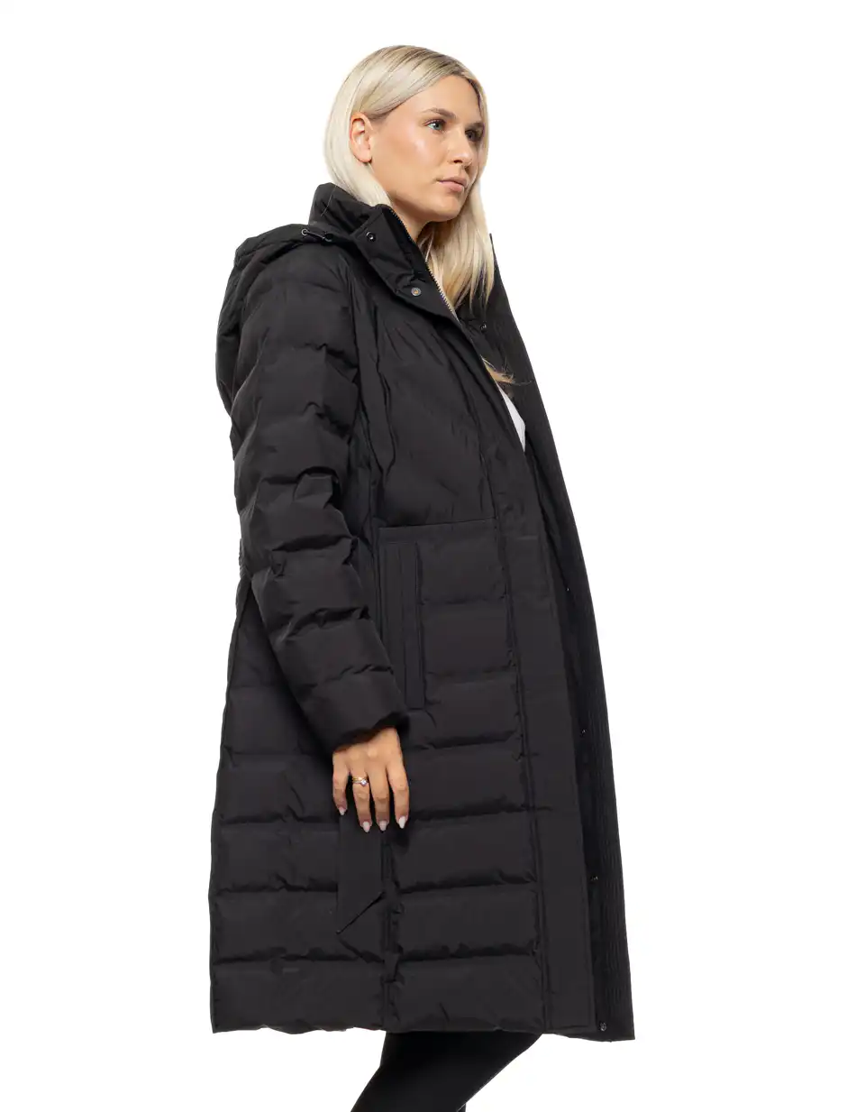 Splendid Γυναικείο μακρύ μπουφάν με ενσωματωμένη κουκούλα 54-101-002 BLACK