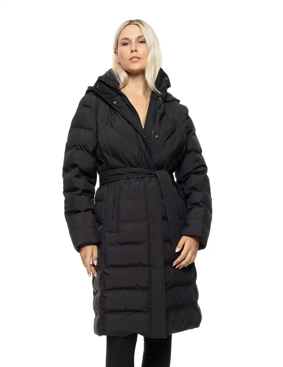 Splendid Γυναικείο μακρύ μπουφάν με ενσωματωμένη κουκούλα 54-101-002 BLACK