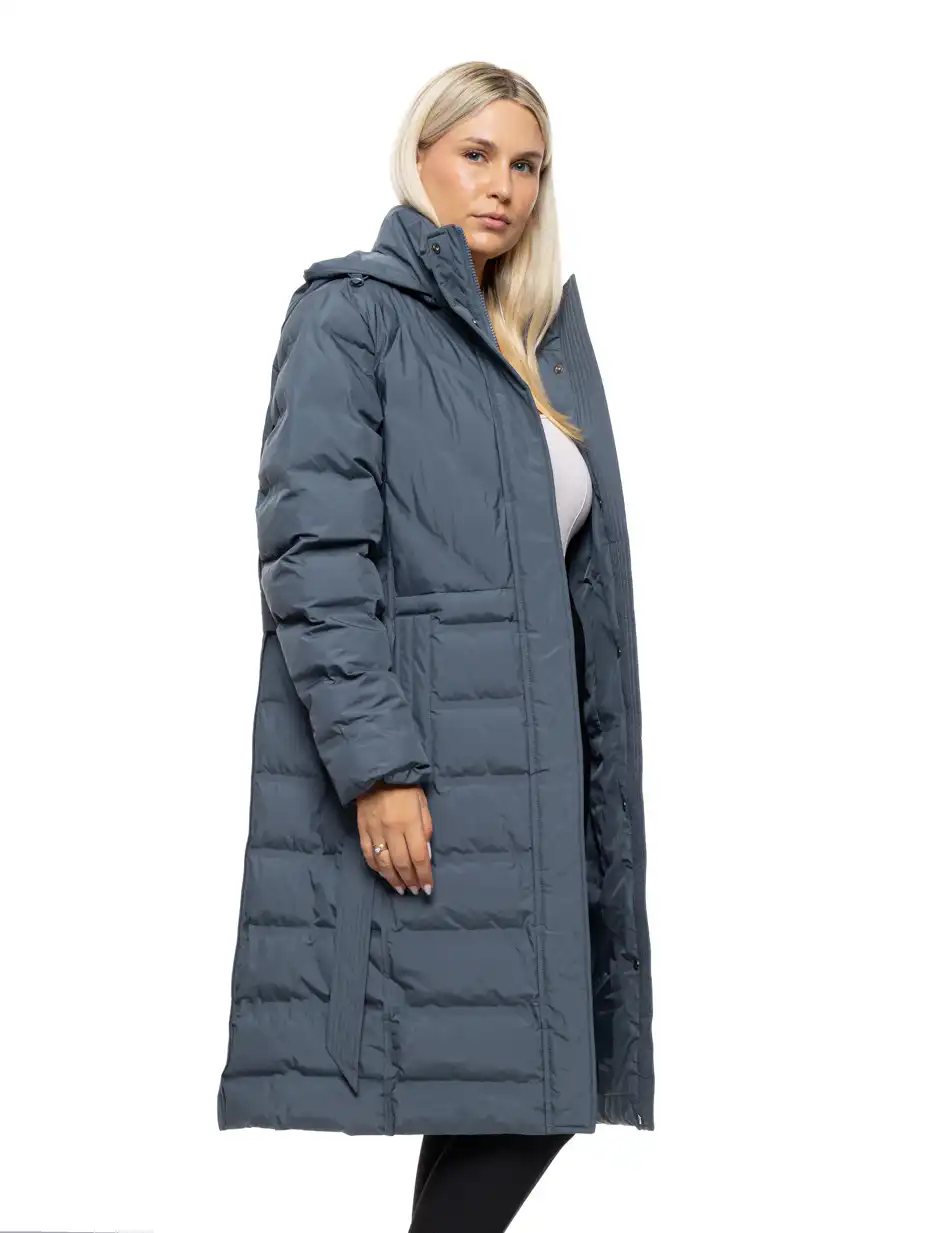 Splendid Γυναικείο μακρύ μπουφάν με ενσωματωμένη κουκούλα 54-101-002 INDIGO