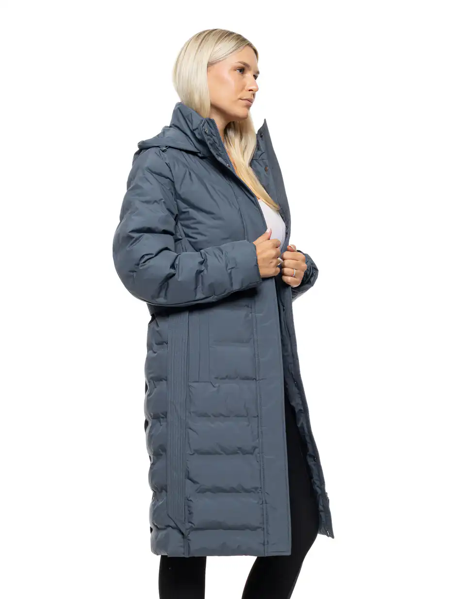 Splendid Γυναικείο μακρύ μπουφάν με ενσωματωμένη κουκούλα 54-101-002 INDIGO