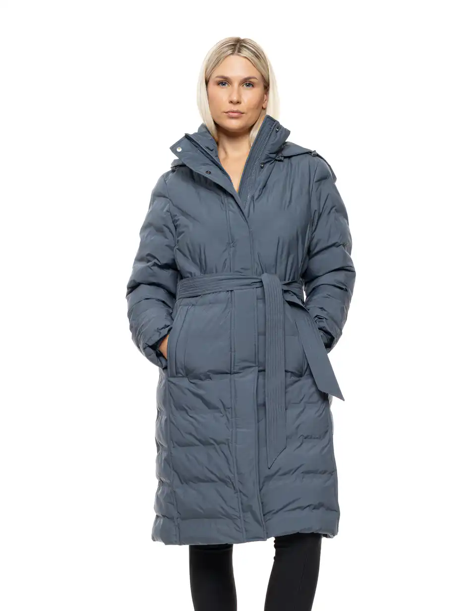 Splendid Γυναικείο μακρύ μπουφάν με ενσωματωμένη κουκούλα 54-101-002 INDIGO