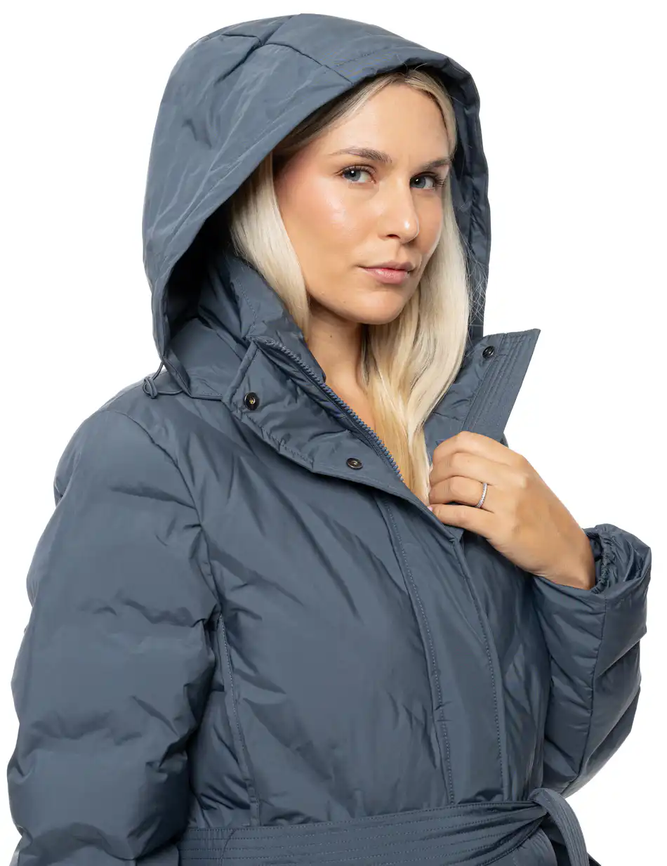 Splendid Γυναικείο μακρύ μπουφάν με ενσωματωμένη κουκούλα 54-101-002 INDIGO
